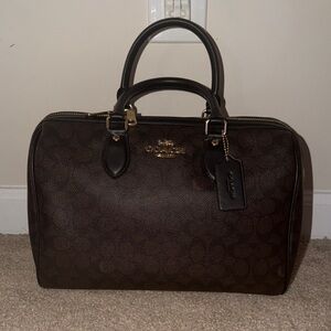 Coach Brown Signature Large Rowan Handbag